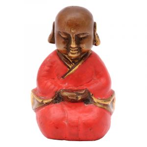 Soška Buddhistický mnich kov 7,5 cm červená III bronz