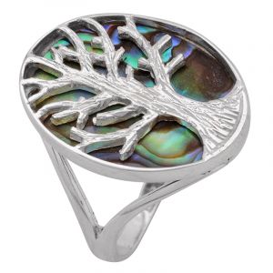 ShopBOB stříbrný prsten s perletí paua Ag 4,7 g strom života - 56 | SoNo spol. s r.o.