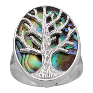 ShopBOB stříbrný prsten s perletí paua Ag 4,7 g strom života | 53, 56, 58