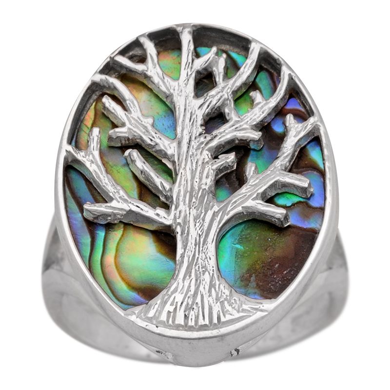 ShopBOB stříbrný prsten s perletí paua Ag 4,7 g strom života - 58 | SoNo spol. s r.o.