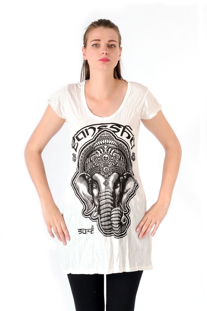 Šaty Sure mini krátký rukáv Ganesh bílé - L | SoNo spol. s r.o.