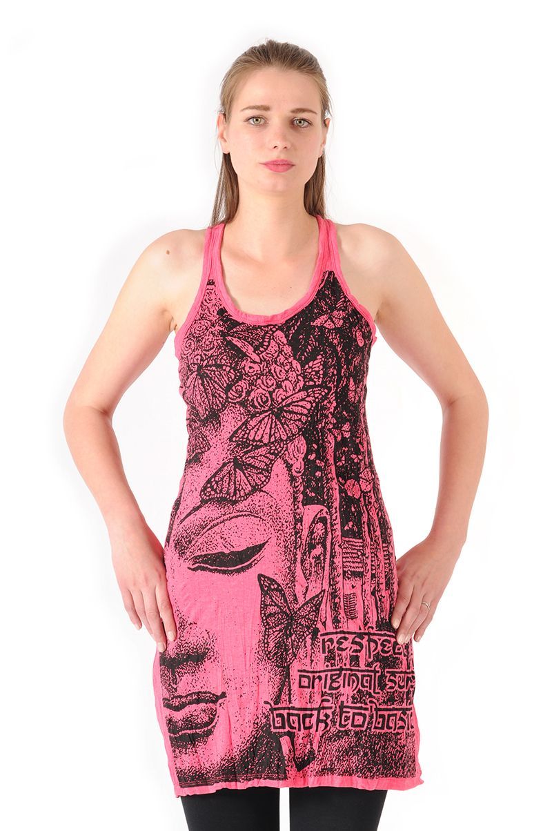 Šaty Sure mini na ramínka Buddha růžové - L | SoNo spol. s r.o.