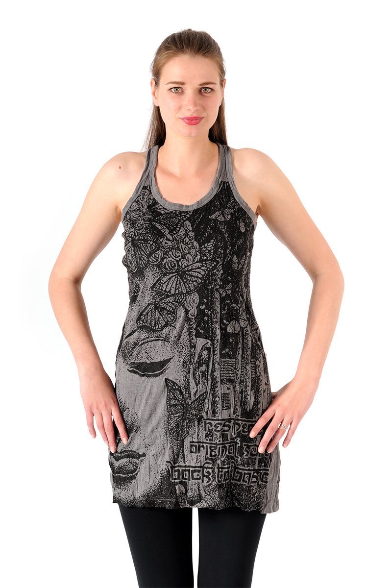 Šaty Sure mini na ramínka Buddha šedé - XL | SoNo spol. s r.o.