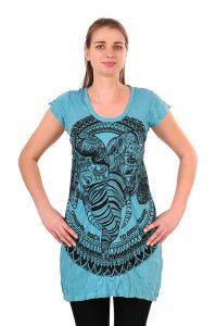 Šaty Sure mini krátký rukáv Dva sloni tyrkysové | S, M, L, XL