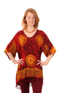 Dámská halenka batikovaná BOB Mandala červeno-žlutá | M, L, XL