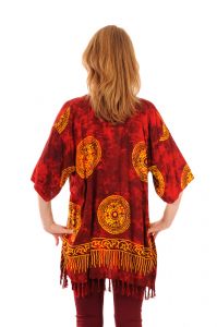 Dámská halenka batikovaná BOB Mandala červeno-žlutá - XL | SoNo spol. s r.o.