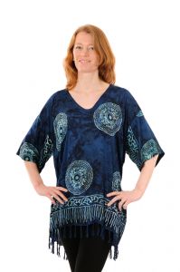 Dámská halenka batikovaná BOB Mandala modrá | L, XL
