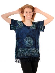 Dámská halenka batikovaná BOB Neobaju Mandala modrá | M, L, XL