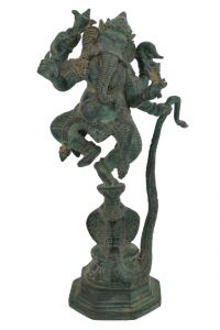 Socha Ganesh kov 26 cm kobra zelená bronz