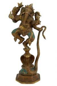 Socha Ganesh kov 26 cm kobra bronz