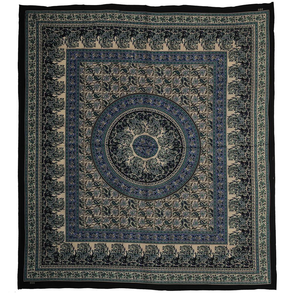 BOB Batik indický přehoz na postel Moghul Paisley modro petrolejový 230 x 200 cm bavlna. King size. Dvoulůžko. | SoNo spol. s r.o.
