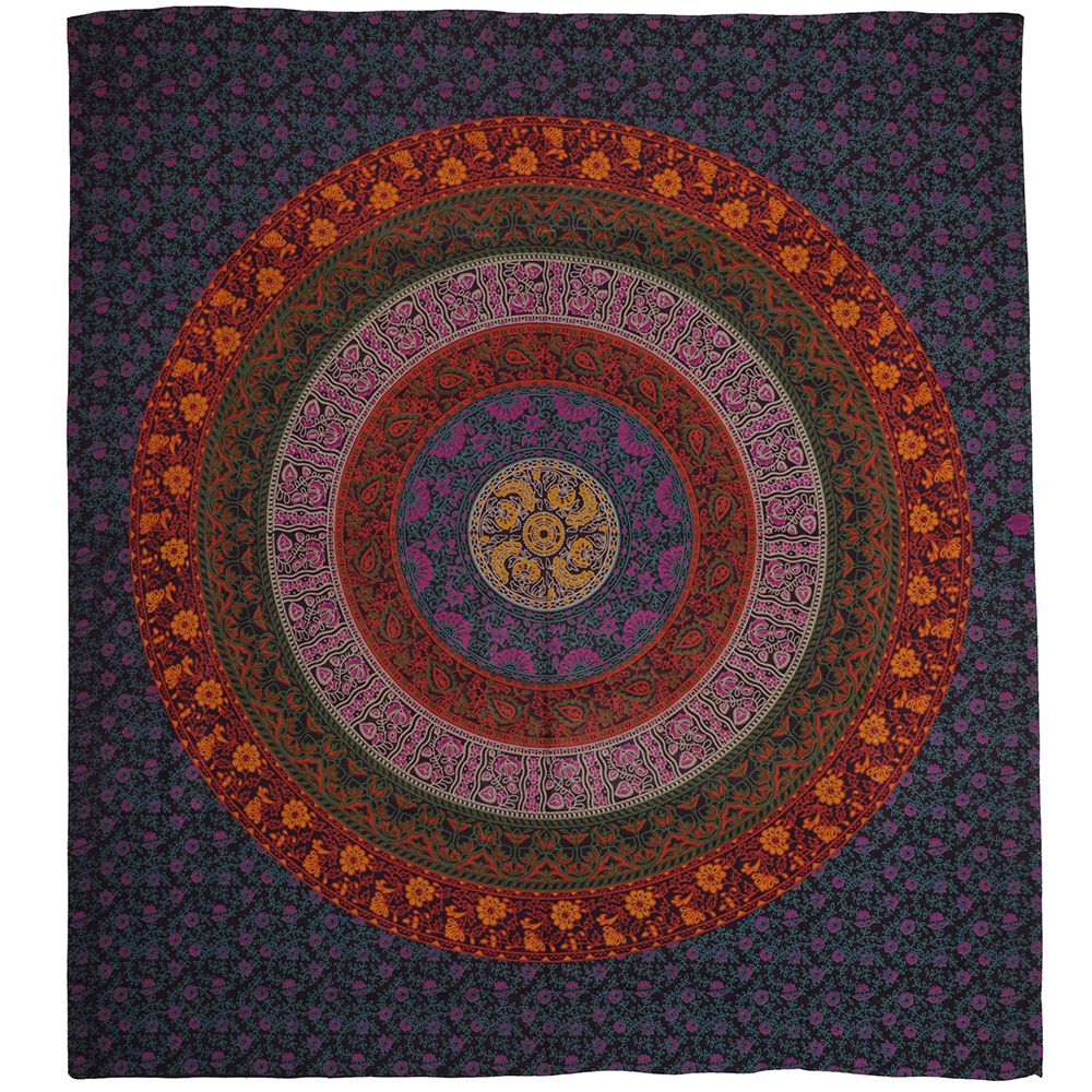 BOB Batik indický přehoz na postel Mandala Flower modro fialový 225 x 205 cm bavlna. King size. Dvoulůžko. | SoNo spol. s r.o.