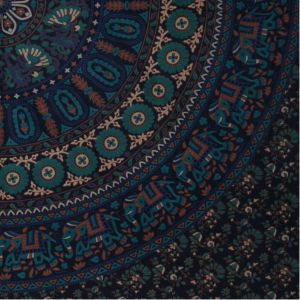 BOB Batik indický přehoz na postel Květy a sloni, modro tyrkysový, 225 x 200 cm bavlna. King size. Dvoulůžko. | SoNo spol. s r.o.
