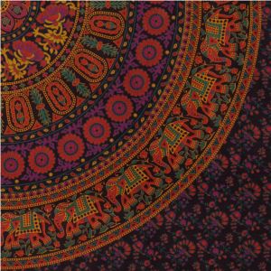 BOB Batik indický přehoz na postel Květy a sloni, červený, 230 x 200 cm bavlna. King size. Dvoulůžko. | SoNo spol. s r.o.