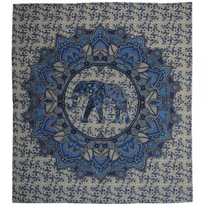 BOB Batik indický přehoz na postel Elephant modrý 235 x 210 cm bavlna. King size. Dvoulůžko.