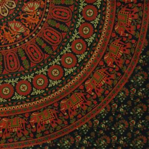 BOB Batik indický přehoz na postel Květy a sloni, červeno zelený 225 x 200 cm bavlna. King size. Dvoulůžko. | SoNo spol. s r.o.