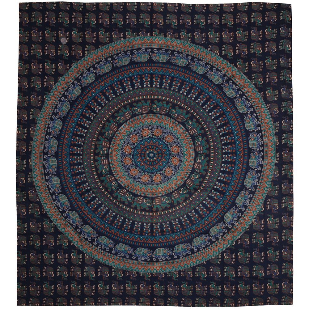BOB Batik indický přehoz na postel Sloní mandala, tyrkysovo modrý, 225 x 200 cm bavlna. King size. Dvoulůžko. | SoNo spol. s r.o.
