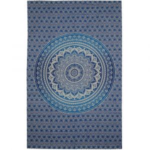 BOB Batik indický přehoz na postel Lotos, modrý, 210 x 130 cm, bavlna. Full size. Jednolůžko.