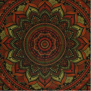 BOB Batik indický přehoz na postel Lotos Mandala, červeno zelený, 225 x 200 cm bavlna. King size. Dvoulůžko. | SoNo spol. s r.o.