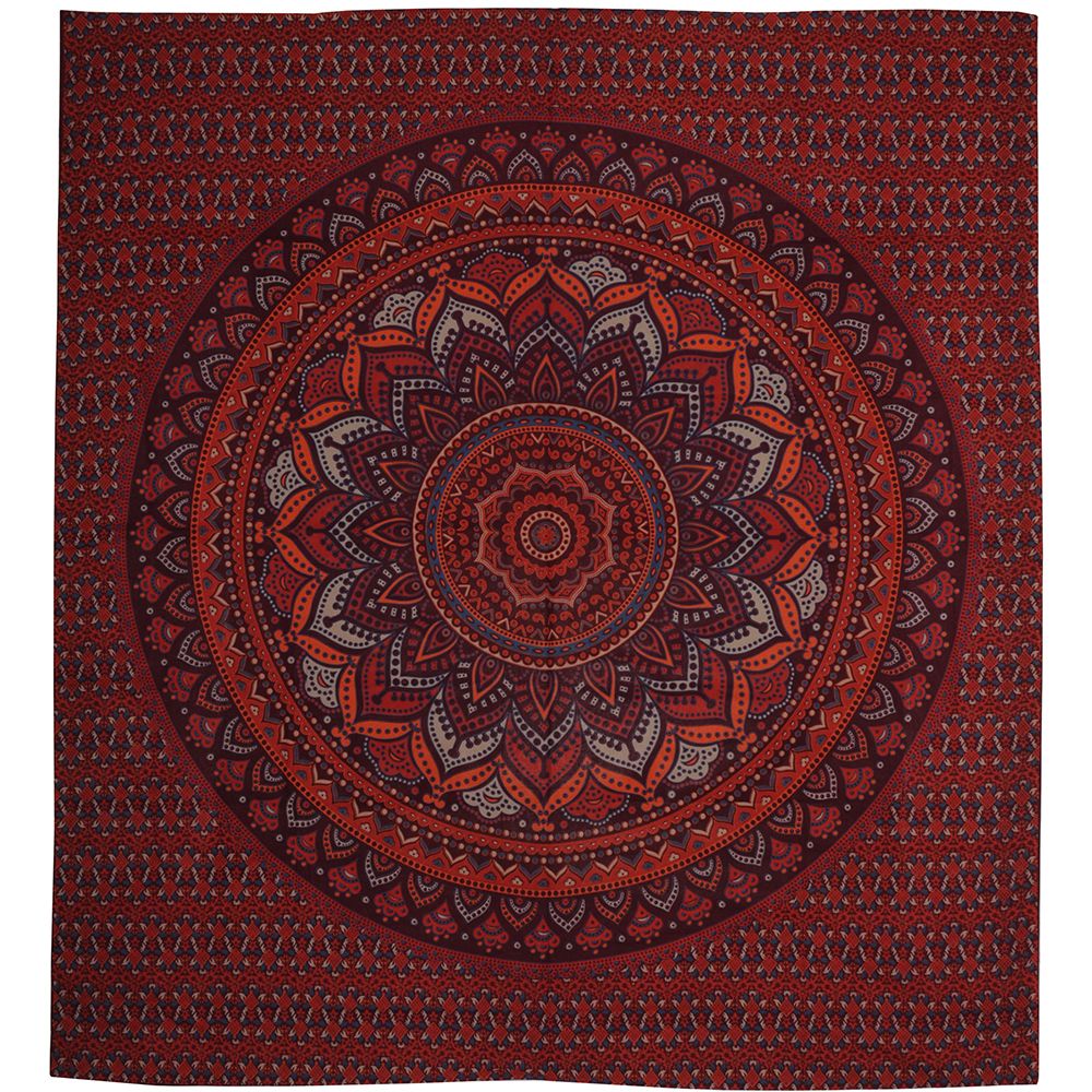 BOB Batik indický přehoz na postel Lotos Mandala, červený, 225 x 200 cm bavlna. King size. Dvoulůžko. | SoNo spol. s r.o.