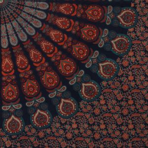 BOB Batik indický přehoz na postel Peacock Mandala, červeno modrý, 220 x 200 cm bavlna. King size. Dvoulůžko. | SoNo spol. s r.o.
