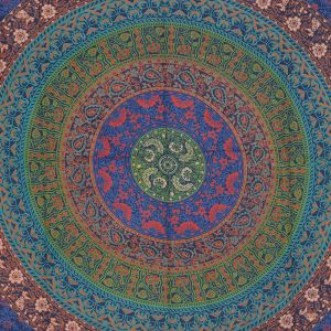 BOB Batik indický přehoz na postel Mandala Flower, červeno, zeleno modrý, 205 x 135 cm, bavlna. Full size. Jednolůžko. | SoNo spol. s r.o.
