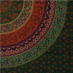 BOB Batik indický přehoz na postel Mandala Flower zelený 225 x 205 cm bavlna. King size. Dvoulůžko. | SoNo spol. s r.o.