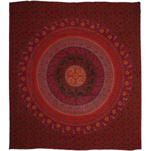 BOB Batik indický přehoz na postel Mandala Flower červený 230 x 200 cm bavlna. King size. Dvoulůžko.