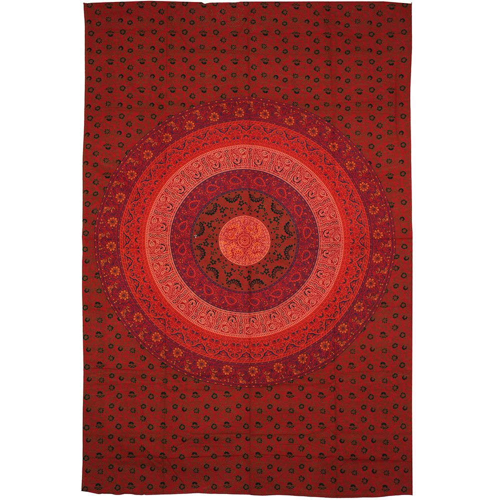 BOB Batik indický přehoz na postel Mandala Flower, červený, 205 x 135 cm, bavlna. Full size. Jednolůžko. | SoNo spol. s r.o.