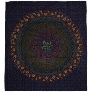 BOB Batik indický přehoz na postel Mandala Flower tmavě modrý 230 x 200 cm bavlna. King size. Dvoulůžko.