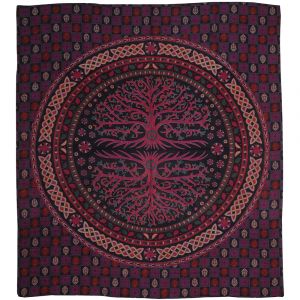 BOB Batik indický přehoz na postel Strom života, fialový, 230 x 200 cm bavlna. King size. Dvoulůžko.