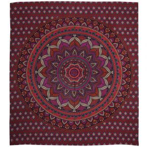 BOB Batik indický přehoz na postel Lotos Mandala, fialový, 230 x 200 cm bavlna. King size. Dvoulůžko. | SoNo spol. s r.o.