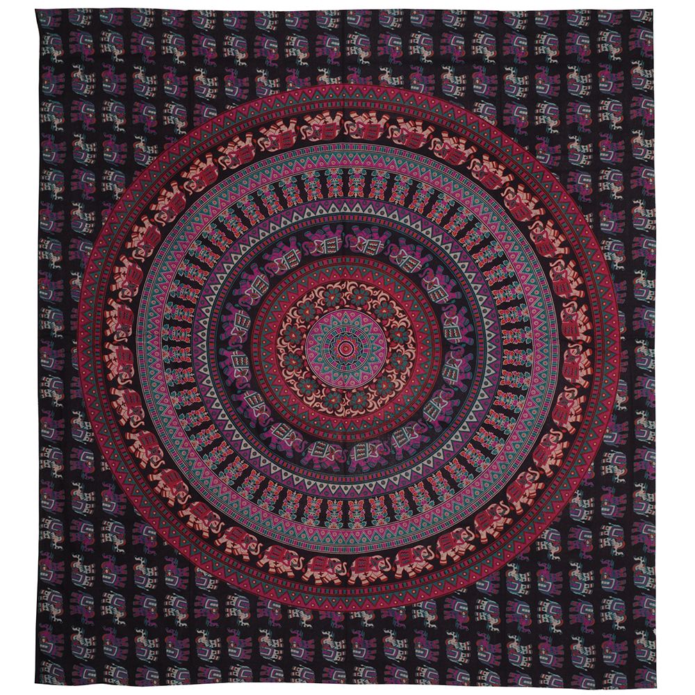 BOB Batik indický přehoz na postel Sloní mandala, tyrkysovo fialový, 230 x 200 cm bavlna. King size. Dvoulůžko. | SoNo spol. s r.o.