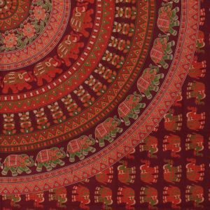 BOB Batik indický přehoz na postel Sloní mandala, červený, 225 x 200 cm bavlna. King size. Dvoulůžko. | SoNo spol. s r.o.