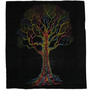 BOB Batik indický přehoz na postel Strom života psychedelické barvy 225 x 205 cm bavlna. King size. Dvoulůžko.