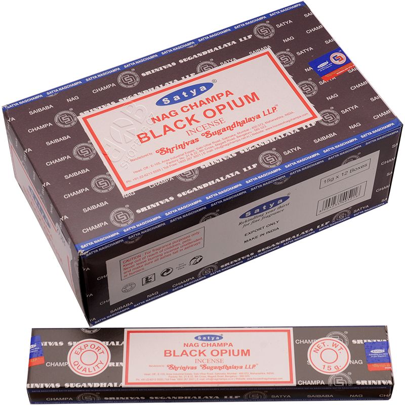 Karton Satya Black Opium indické vonné tyčinky 12 krabiček. Množstevní sleva. | SoNo spol. s r.o.