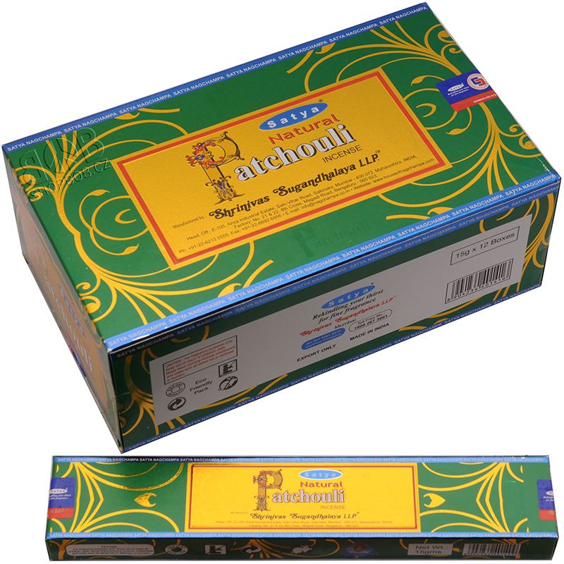 Karton Satya Natural Patchouli indické vonné tyčinky 12 krabiček. Množstevní sleva. | SoNo spol. s r.o.