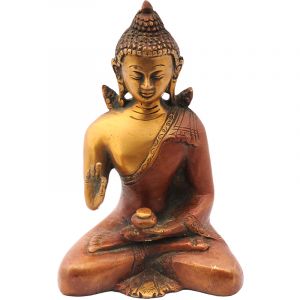 Kovová socha Buddhy 15 cm patina mosaz