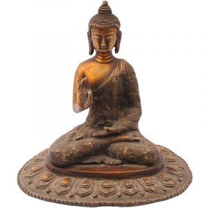 Kovová socha Buddhy 17 cm mosaz lesk