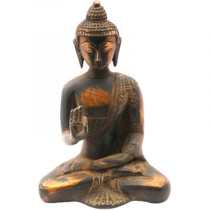 Kovová socha Buddhy 17 cm patina mosaz