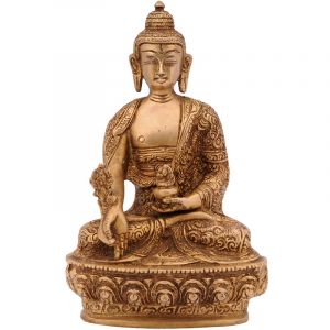 Kovová socha Buddhy 20 cm mosaz lesk