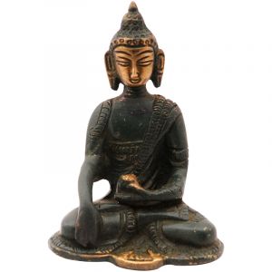Kovová soška Buddhy 9 cm patina mosaz