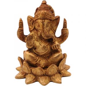 Kovová socha Ganesh 8 cm lesklá mosaz