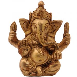 Kovová socha Ganesh 8 cm lesklá mosaz