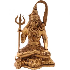 Kovová socha meditujícího Shivy 18 cm mosaz lesk