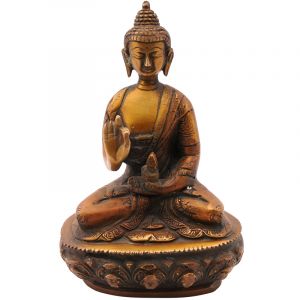 Kovová soška Buddhy 14 cm patina mosaz