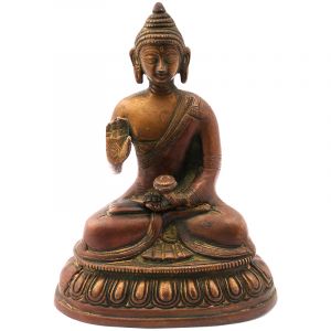 Kovová soška Buddhy 16 cm patina mosaz