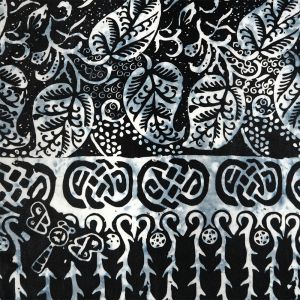 Sarong batikovaný, pareo BOB Batik, Floral Paisley černý