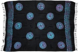 Sarong batikovaný, pareo BOB Batik, Mandala černo-tyrkysovo fialový