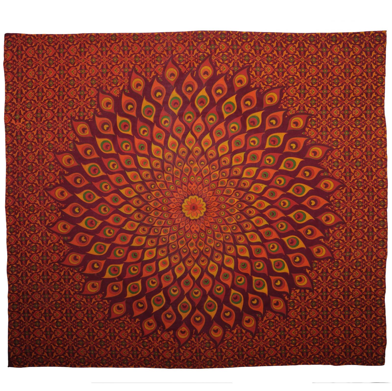 BOB Batik indický přehoz na postel Paví oko červený, 230 x 210 cm bavlna. King size. Dvoulůžko. | SoNo spol. s r.o.